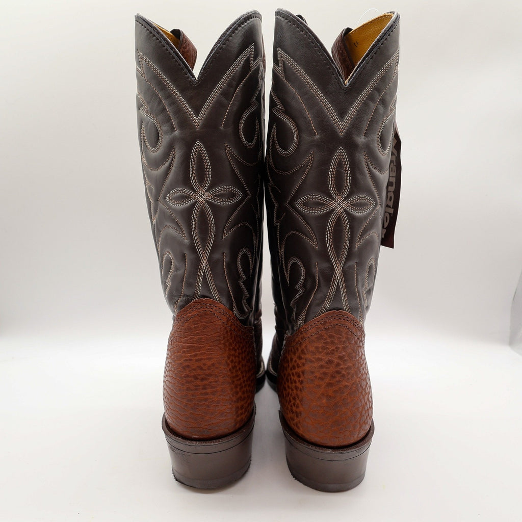 Vintage Wrangler Boots Mens 11.5 D Brown Bullhide Leather Cowboy Western USA NWB