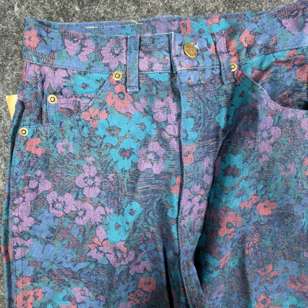 Lee Vintage 90s Tapered Rider Jeans Juniors 5 Blue Floral Cotton NWT Made in USA
