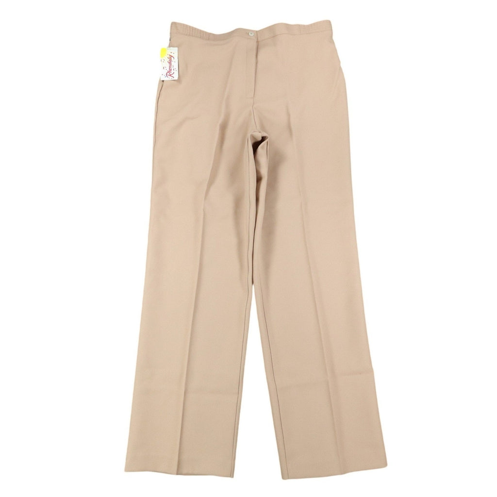 Rhondaly NY Dress Pants Womens 20 Vintage 70s Beige Polyester Straight Leg NWT