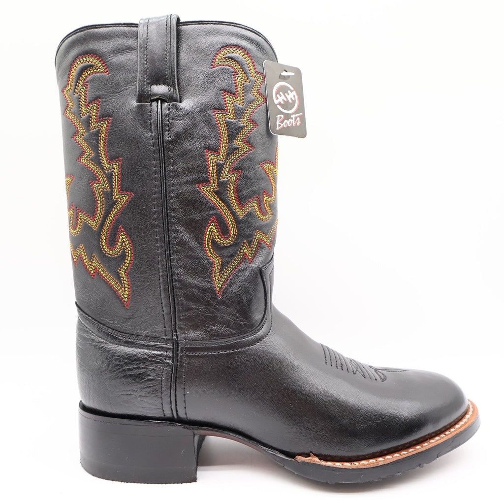 Vintage Double-H Men's 9M Black Bullfight Leather Super Roper Boots 3392 NWB