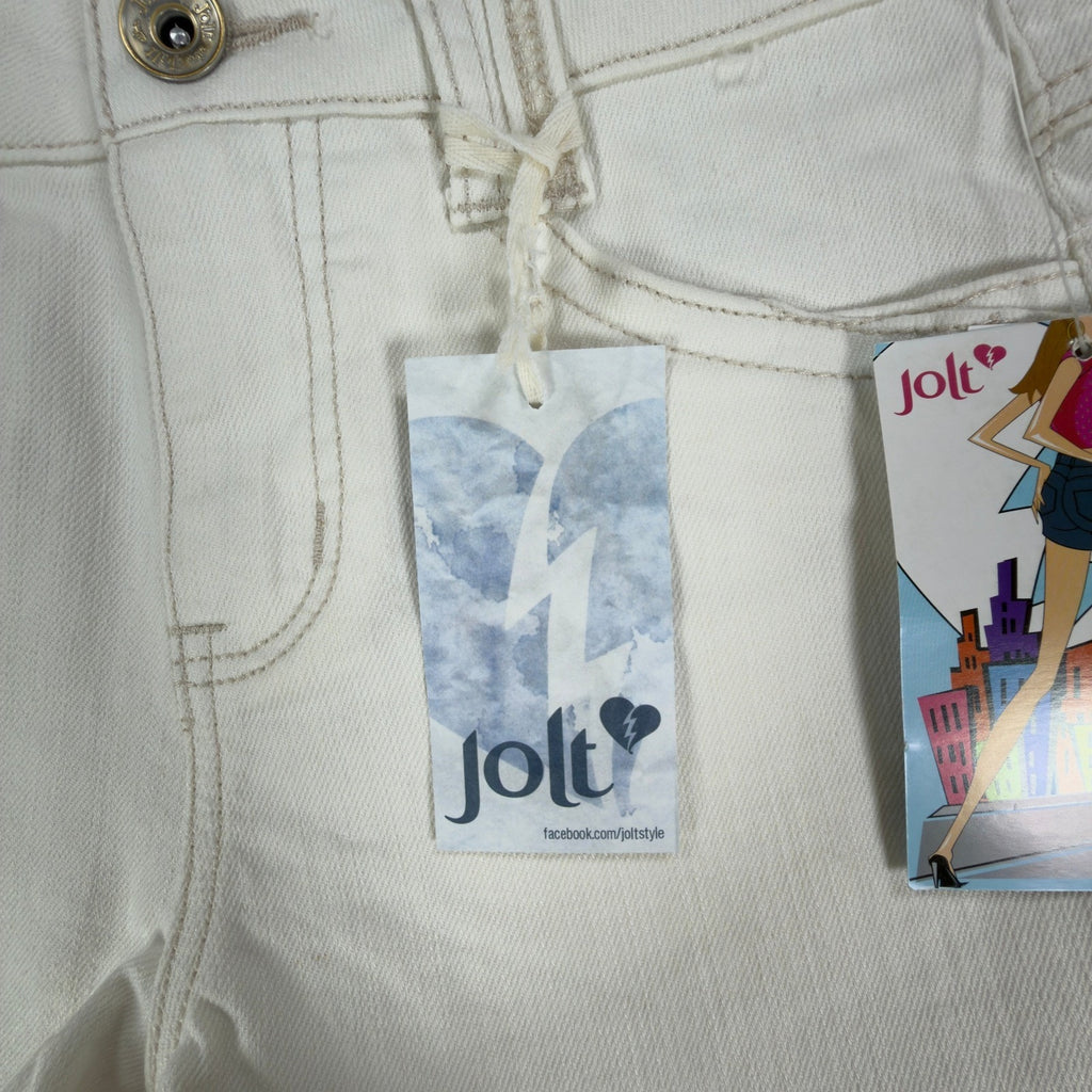Jolt Y2K Skyrise High Waisted Denim Shorts Juniors 3 White Cotton NWT