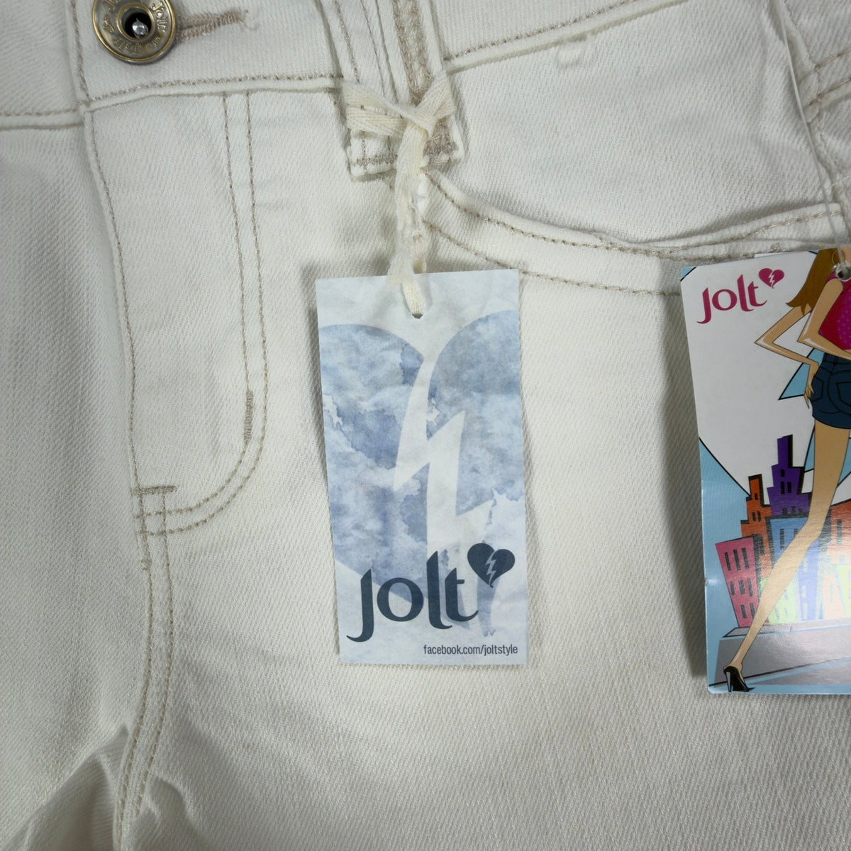 Jolt Y2K Skyrise High Waisted Denim Shorts Juniors 3 White Cotton NWT