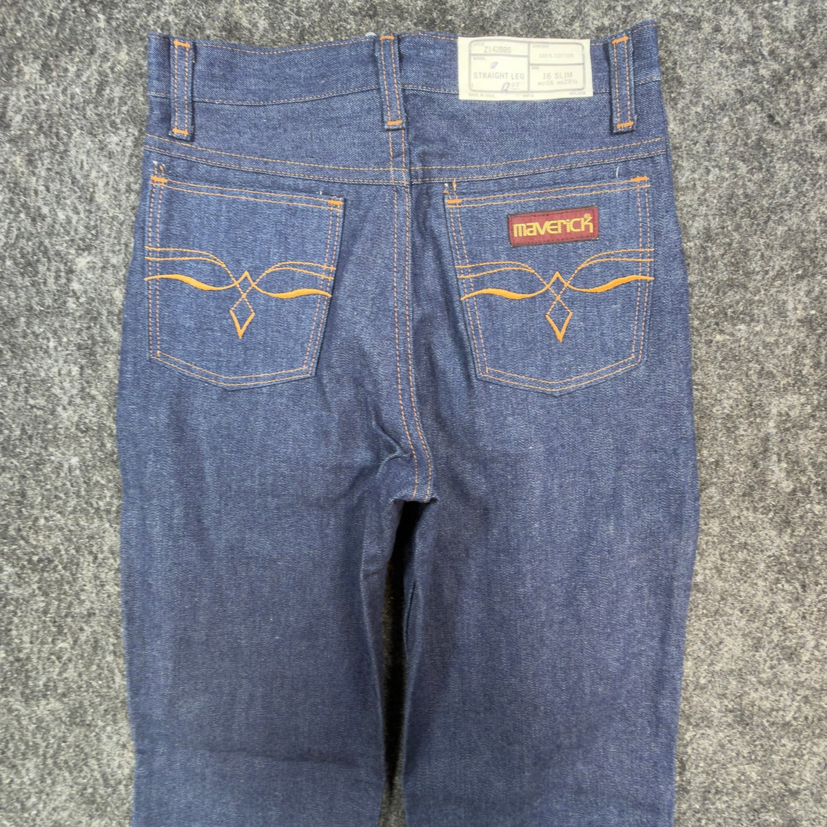 Maverick Vintage 70s Jeans Boys 16 Slim USA Blue Denim NWT Z142BBS 26x29