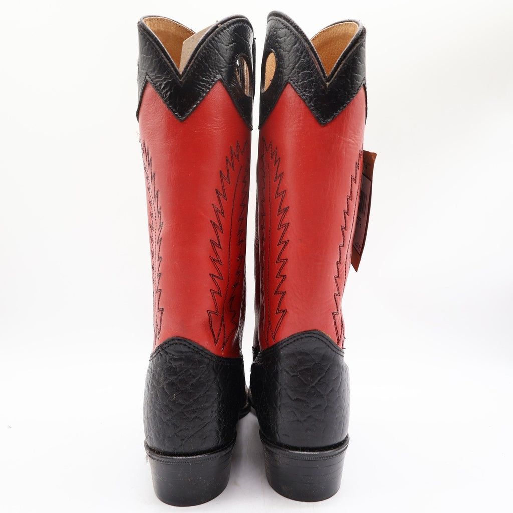 Laredo 28-2220 Black Bullhide Red Leather Cowboy Boots Kids 5.5D NWT