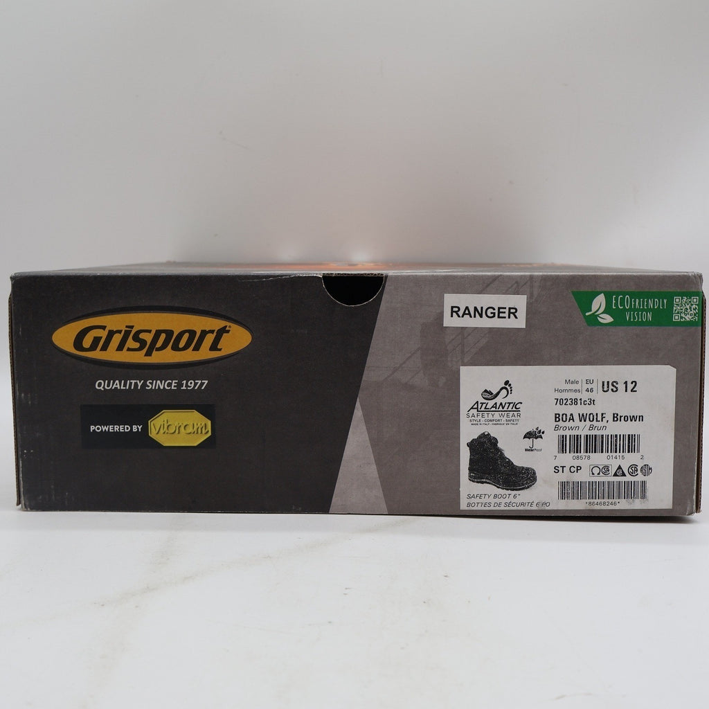 Grisport BOA Wolf Safety Boots Mens 12 Brown Waterproof Vibram Composite Toe 6in