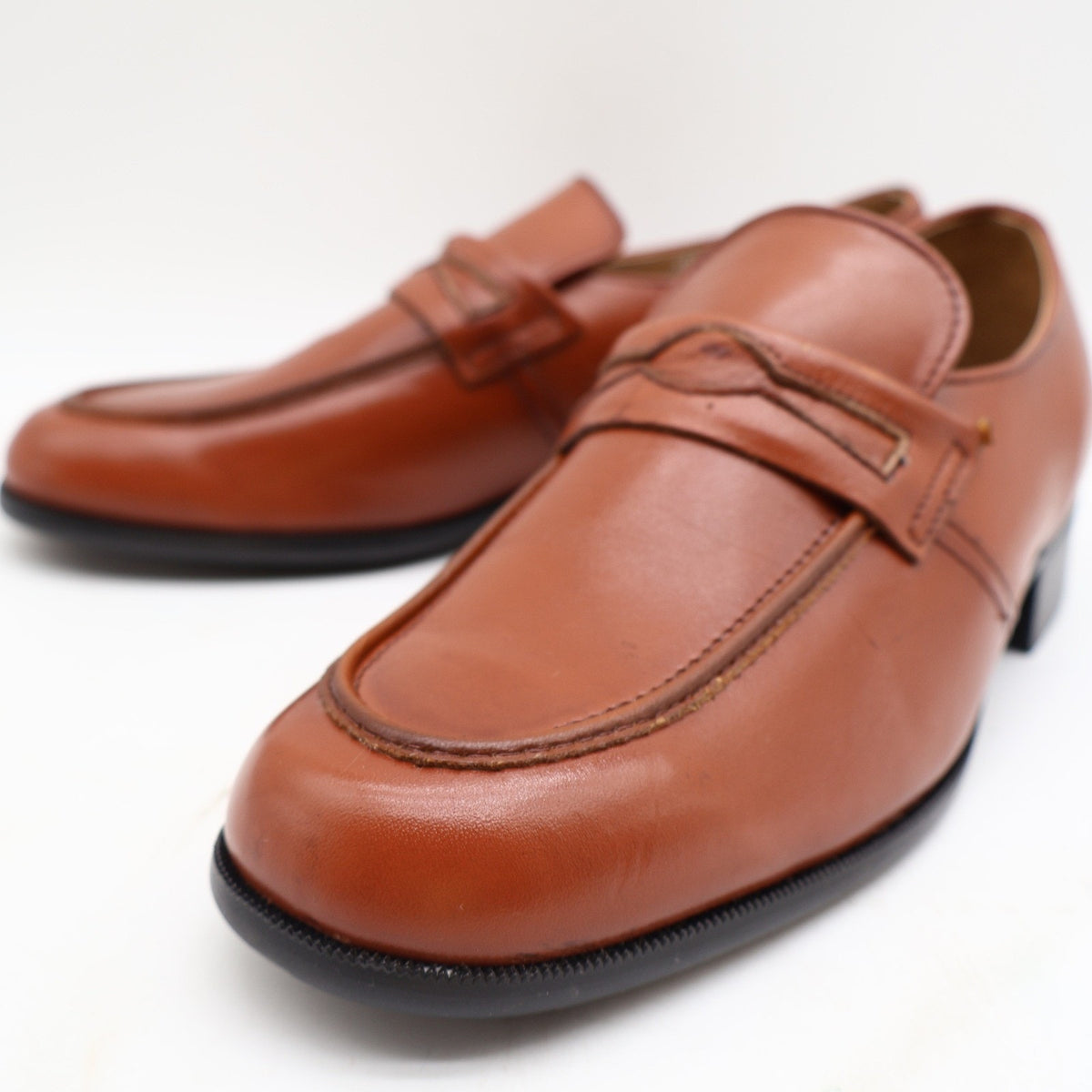 Vintage Barclay Endicott Johnson 96140 Cognac Leather Loafers Men's 7D USA Deadstock