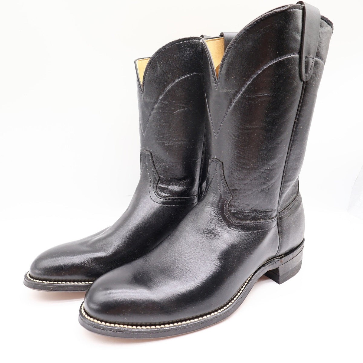 Walker Vintage Roper Cowboy Boots Mens 10 Black Leather New Made in USA 1218