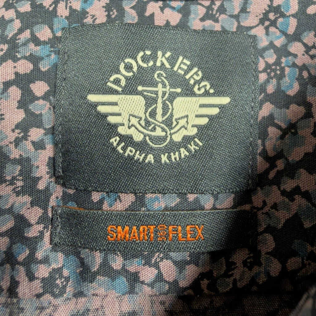 Dockers Button Up Shirt Mens XXL Navy Pink Floral Smart 360 Flex Slim Fit NWT