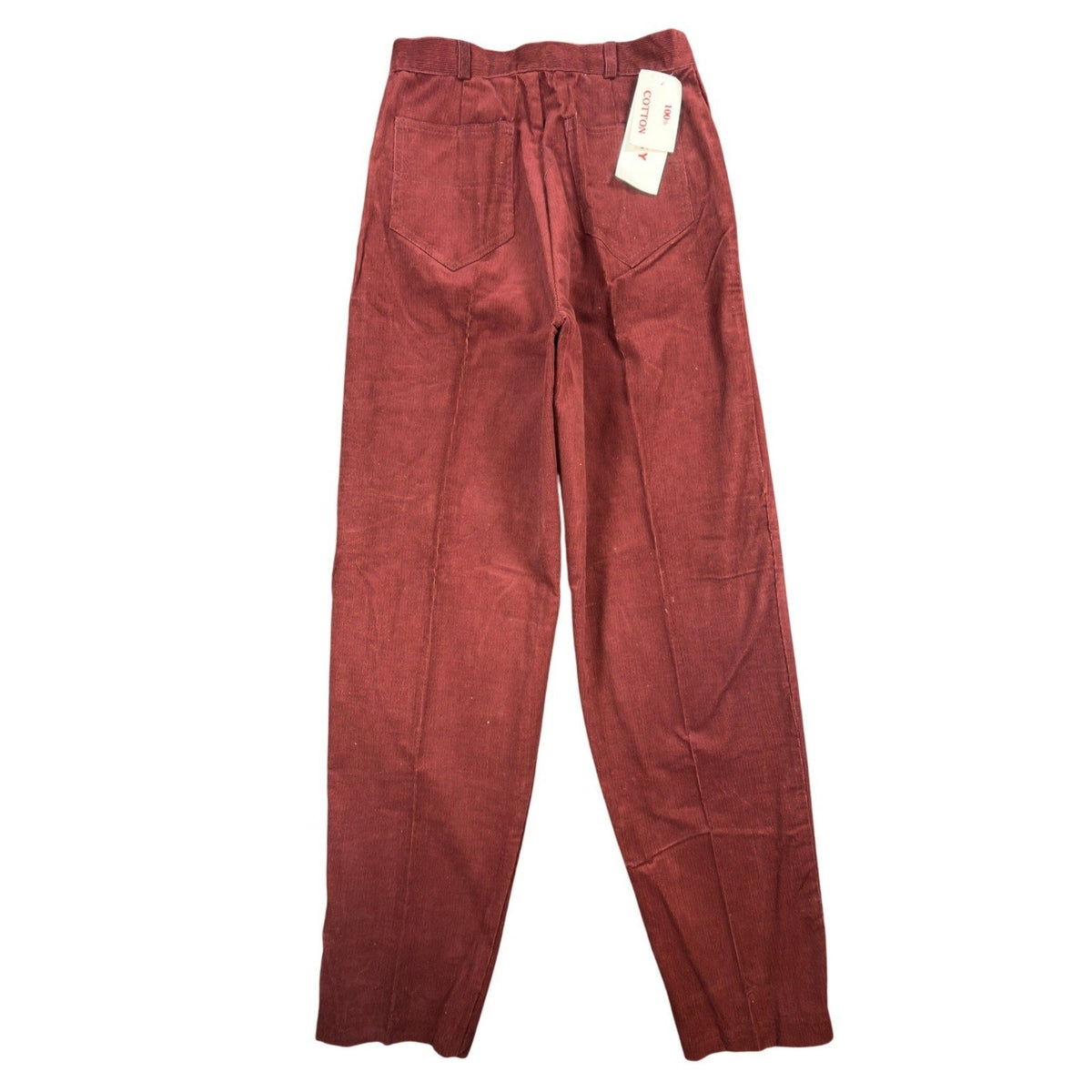 ILGWU Vintage 80s Baggy Pants Women Small Burgundy Cotton Corduroy NWT Deadstock - take2supply
