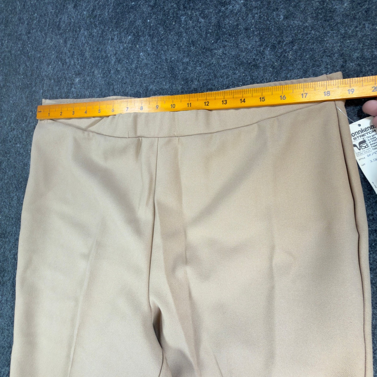 Donnkenny Pants Mens 32 Vintage 80s Tan Stretch Elastic Waist Made in USA 2701