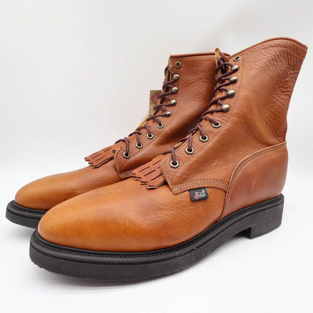 Justin 762 Work Boots Mens 13D Copper Caprice Leather Made in USA New With Box
