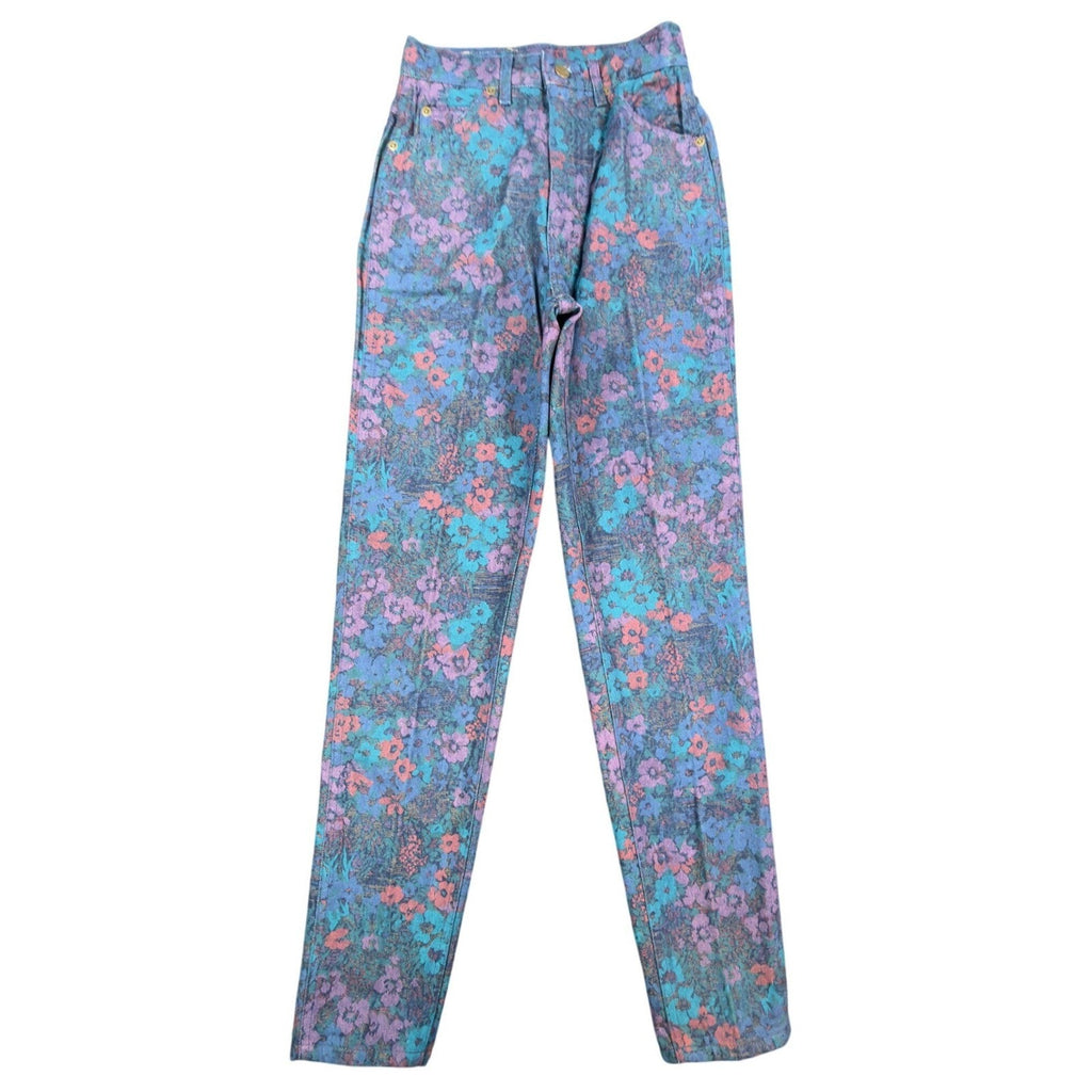 Lee Vintage 90s Tapered Rider Jeans Juniors 5 Blue Floral Cotton NWT Made in USA