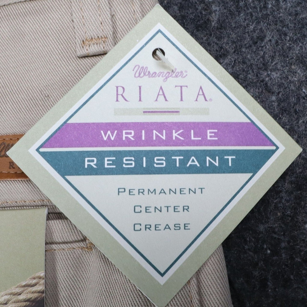Wrangler Riata Pants Mens 35x30 Vintage 90s Khaki Cotton Relaxed Fit Pleated NEW