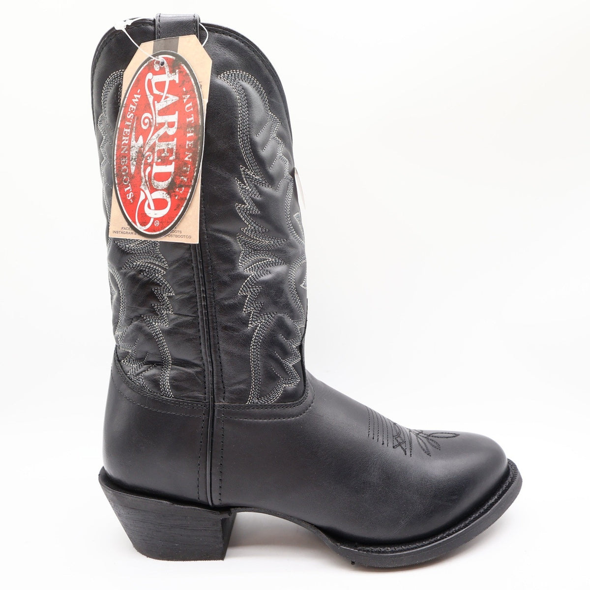 Laredo 68450 Black Tumbled Leather R Toe Western Boots Men's 10 EW Wide NWT
