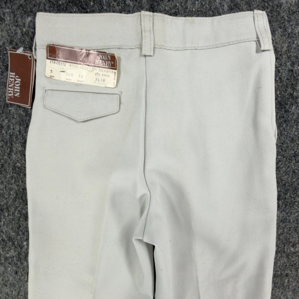 John Henry Vintage 80s Pleated Dress Pants Boys 5 Slim Gray Poly Rayon NWT - take2supply