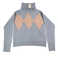 Hem & Thread Argyle Turtleneck Sweater Womens Small Grey Orange Knit 30984 NWT