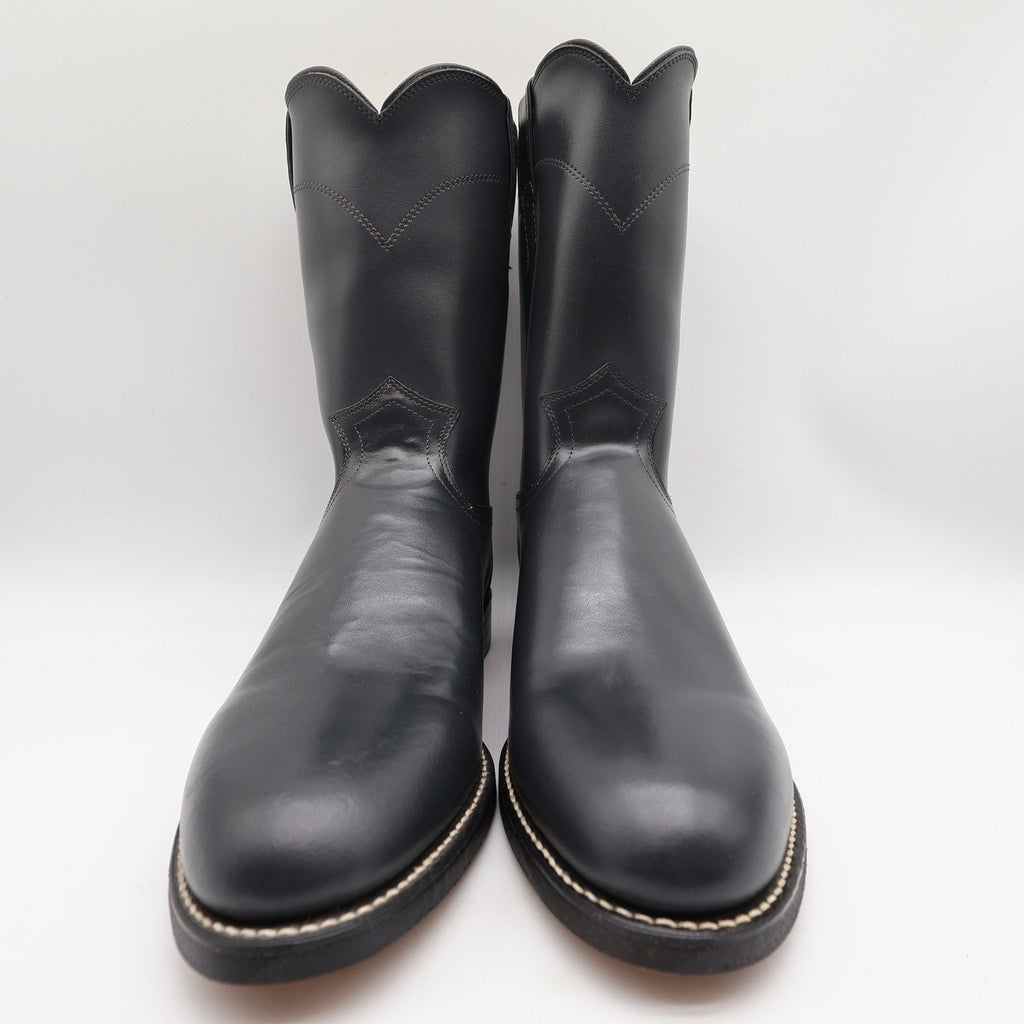 Justin Vintage 80s Western Boots Mens 9D Grey Leather Roper 3025M NIB