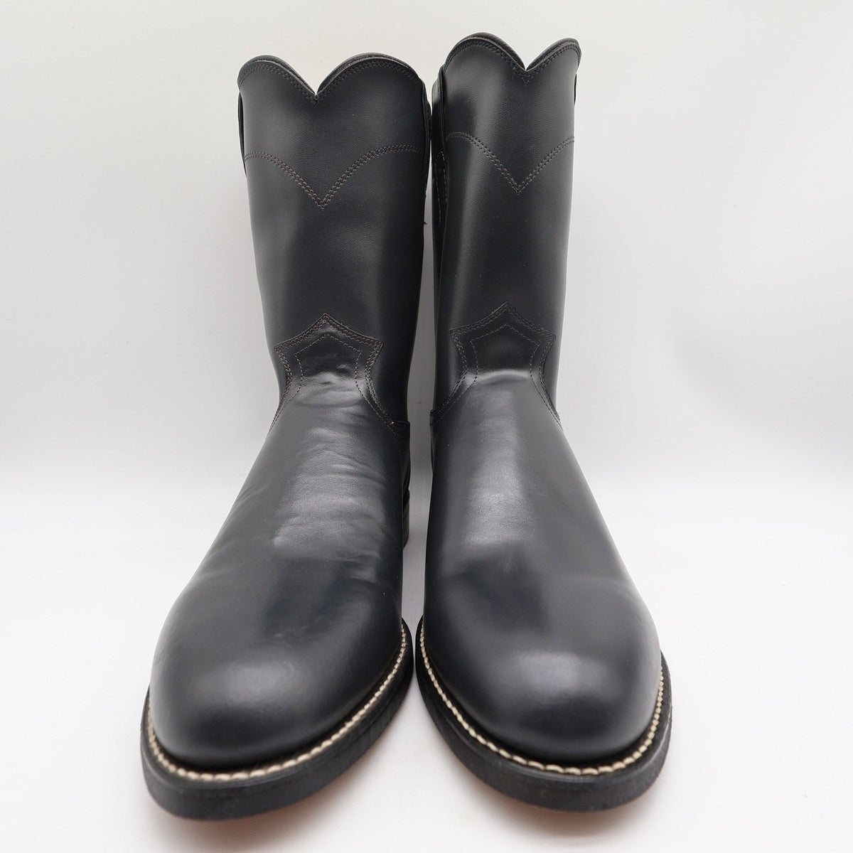 Justin Vintage 80s Western Boots Mens 9D Grey Leather Roper 3025M NIB