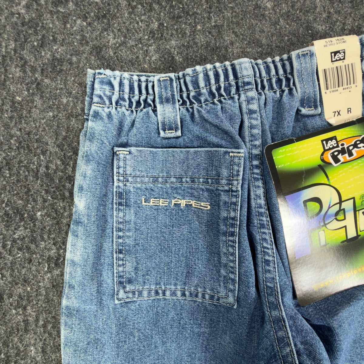 Lee Pipes 90s Vintage Denim Cargo Shorts Boys 7X Retro Stone Blue NWT New