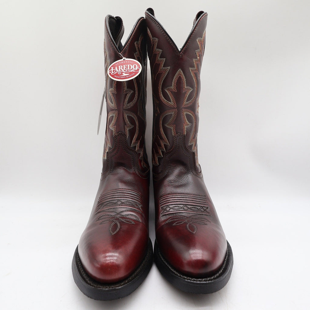 Laredo 68458 Black Cherry Leather R Toe Cowboy Boots Men's 8.5D NWT