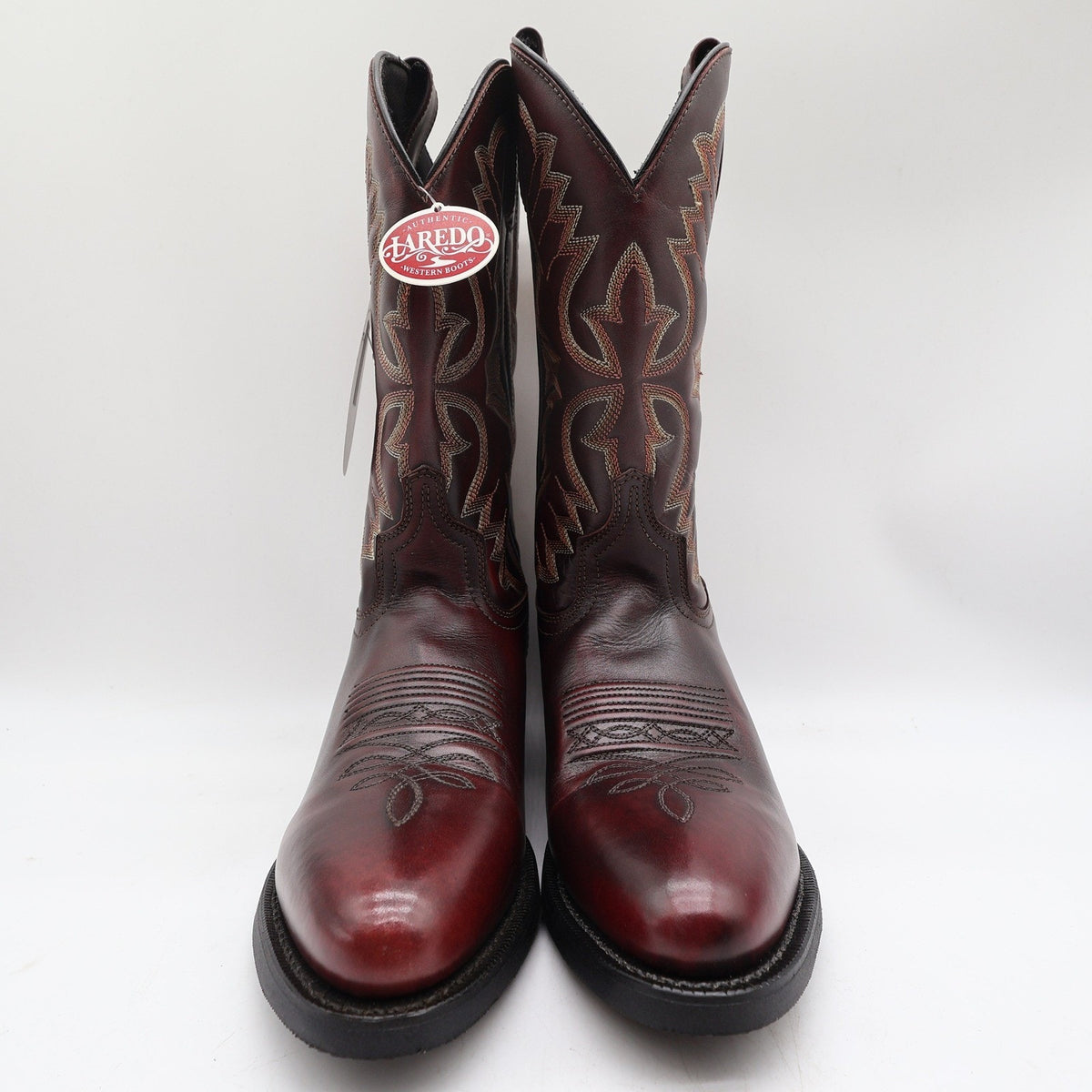 Laredo 68458 Black Cherry Leather R Toe Cowboy Boots Men's 8.5D NWT
