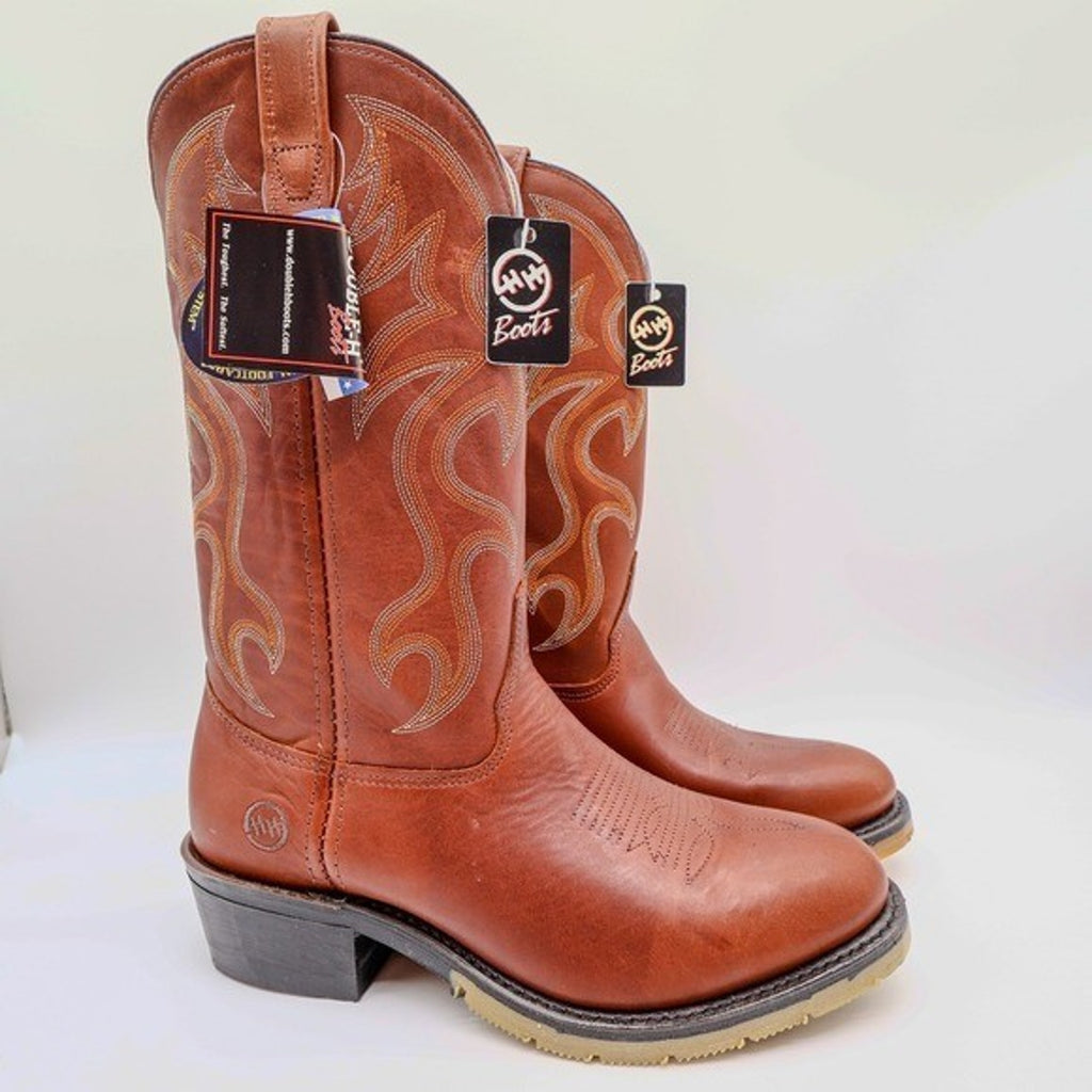 Double-H AG7 Western Work Boots Mens 9.5 D Brown Leather 1519 USA NWT
