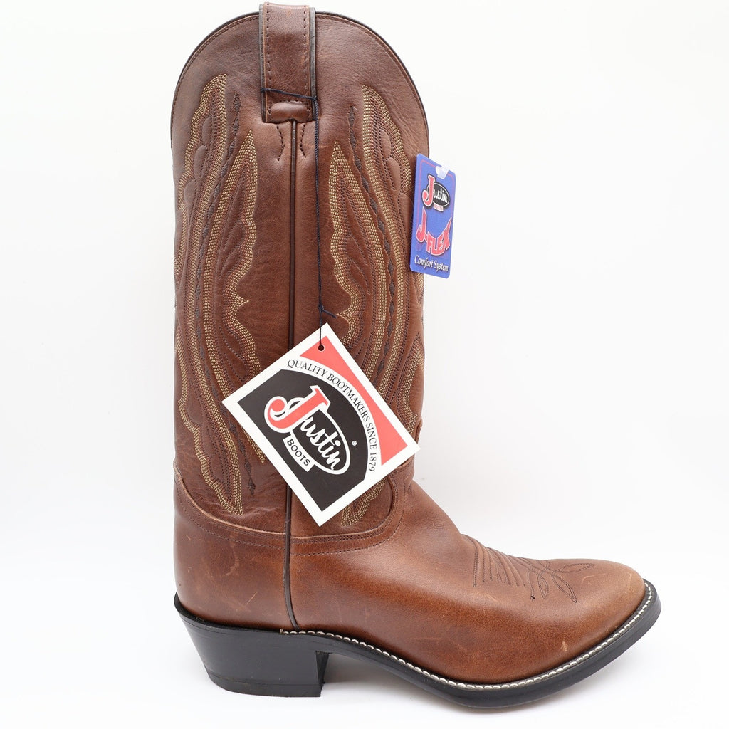 Justin 2417 Cowboy Boots Mens 9 D Coffee Saltillo Brown Leather NWT