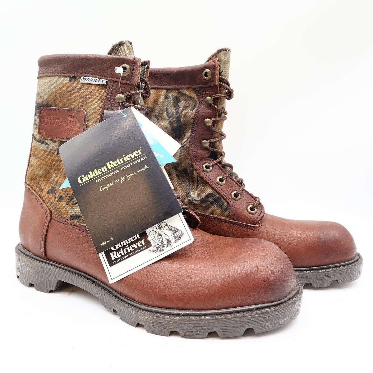 Vintage 90s Golden Retriever Camo Insulated Hunting Boots Men's 8.5 NWT