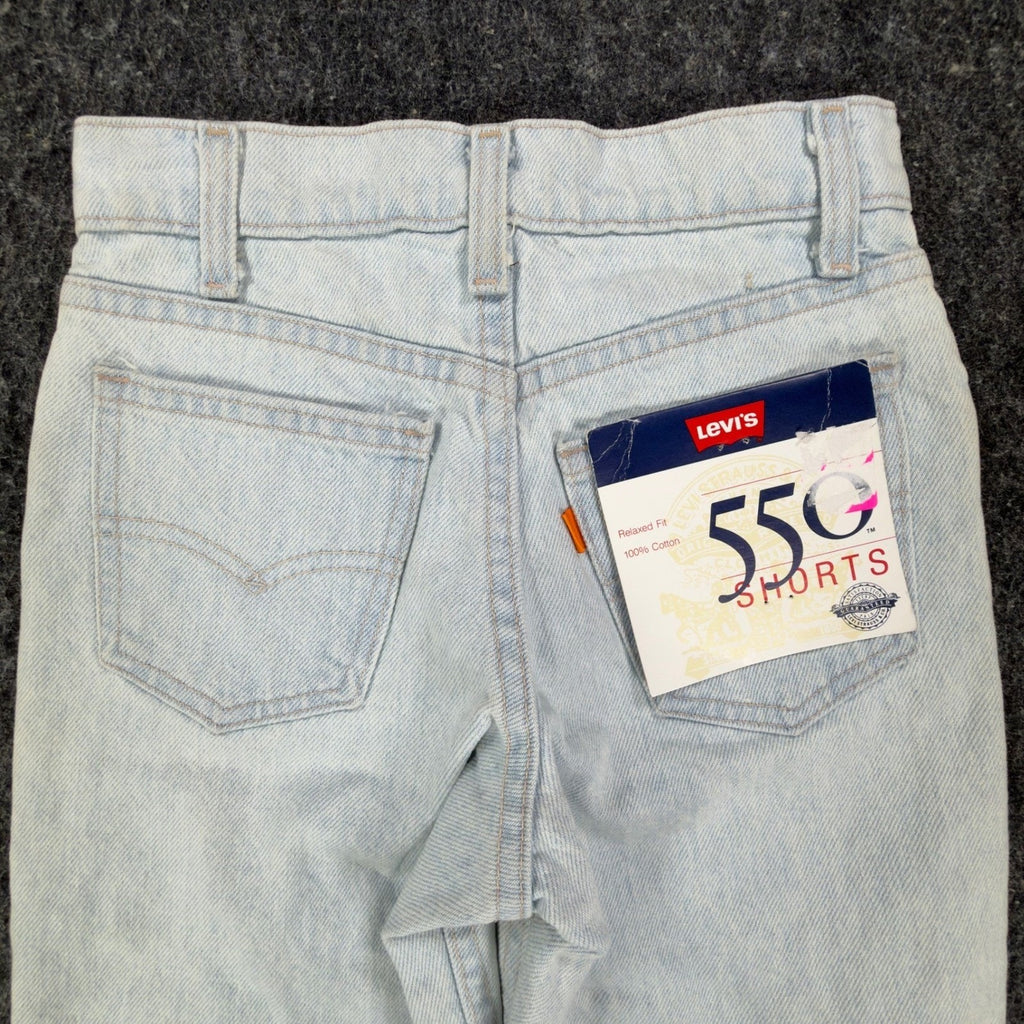 Levi's Vintage 90s 550 Shorts Boys 8 Light Wash Denim Orange Tab Made in USA NWT - take2supply