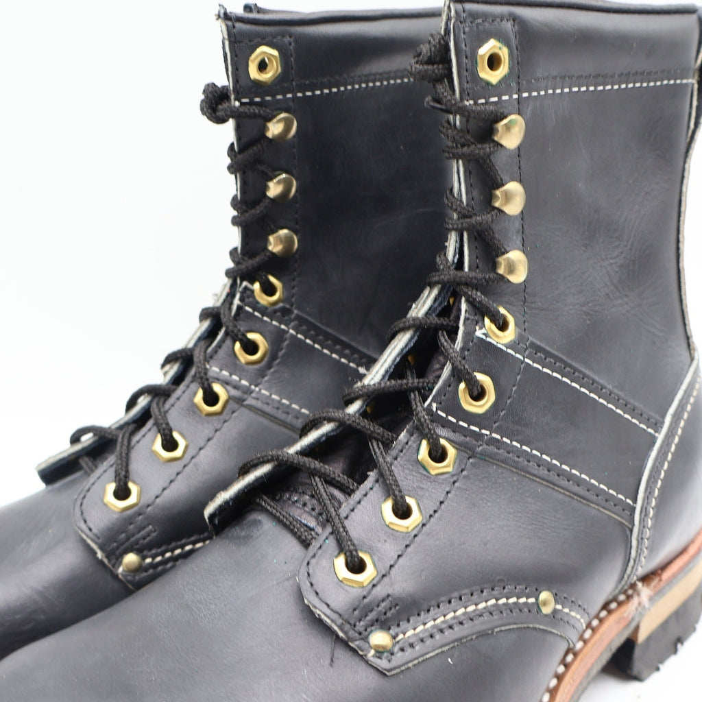 Carolina Logger Boots Mens 8 EE Vintage USA Black Leather Work Boots 961 NEW