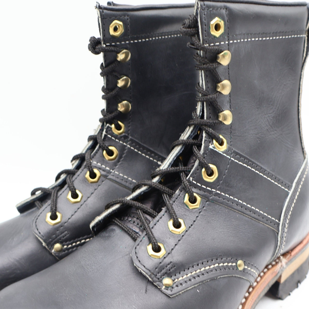 Carolina Logger Boots Mens 8 EE Vintage USA Black Leather Work Boots 961 NEW