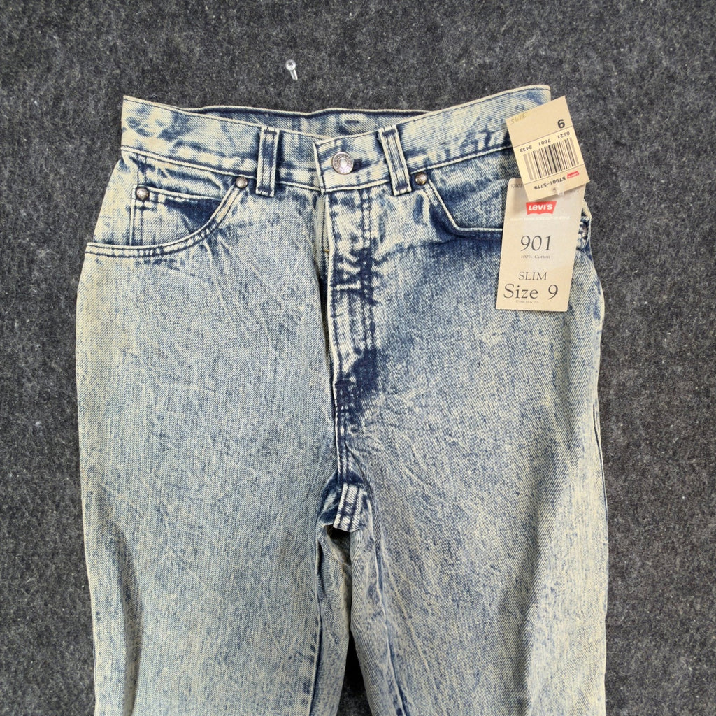 Levi's 901 Slim Jeans Womens 9 Vintage 80s Acid Wash High Waist Made in USA NWT