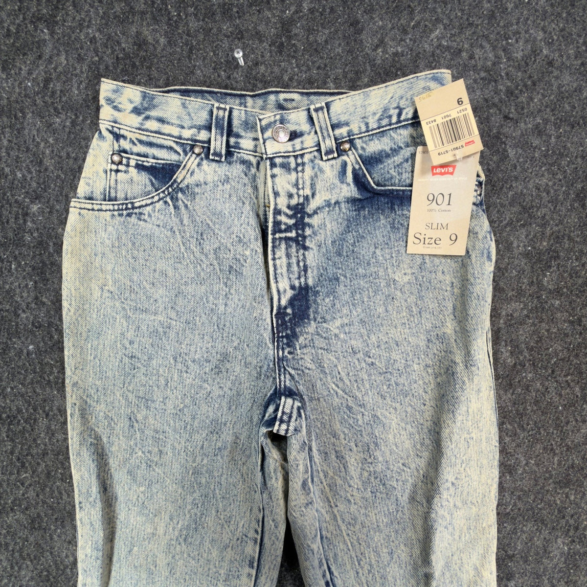 Levi's 901 Slim Jeans Womens 9 Vintage 80s Acid Wash High Waist Made in USA NWT