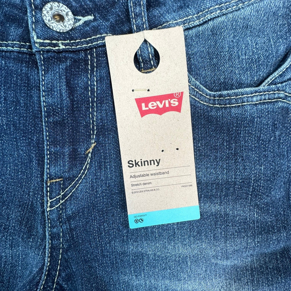 Levi's Skinny Jeans Girls 10 Blue Denim Stretch Adjustable Waist Ramie NWT