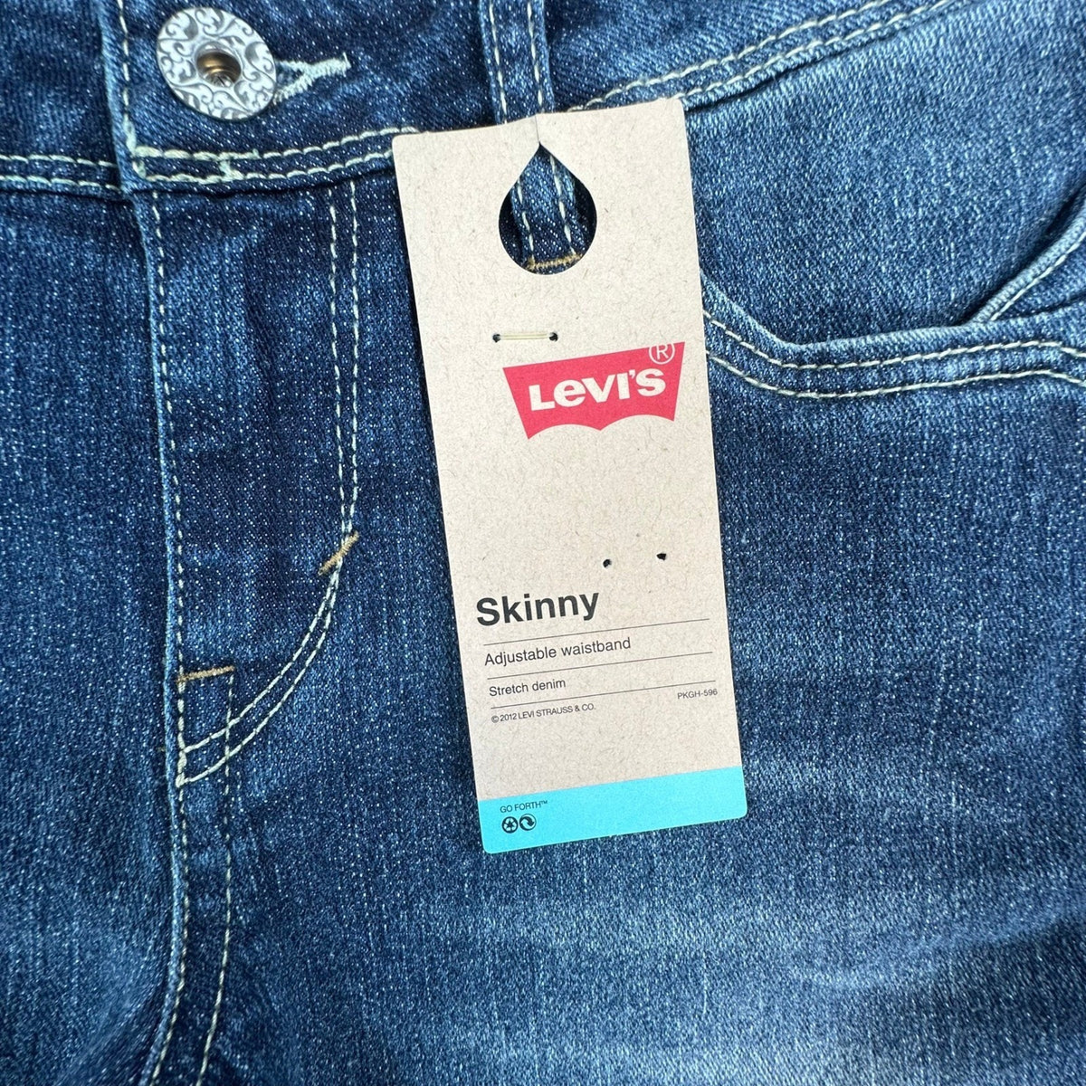 Levi's Skinny Jeans Girls 10 Blue Denim Stretch Adjustable Waist Ramie NWT