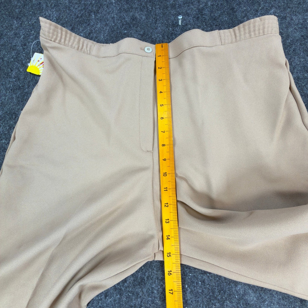 Rhondaly NY Dress Pants Womens 20 Vintage 70s Beige Polyester Straight Leg NWT