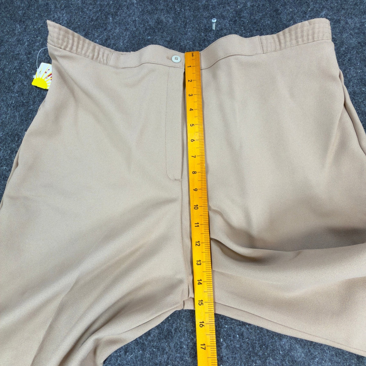 Rhondaly NY Dress Pants Womens 20 Vintage 70s Beige Polyester Straight Leg NWT