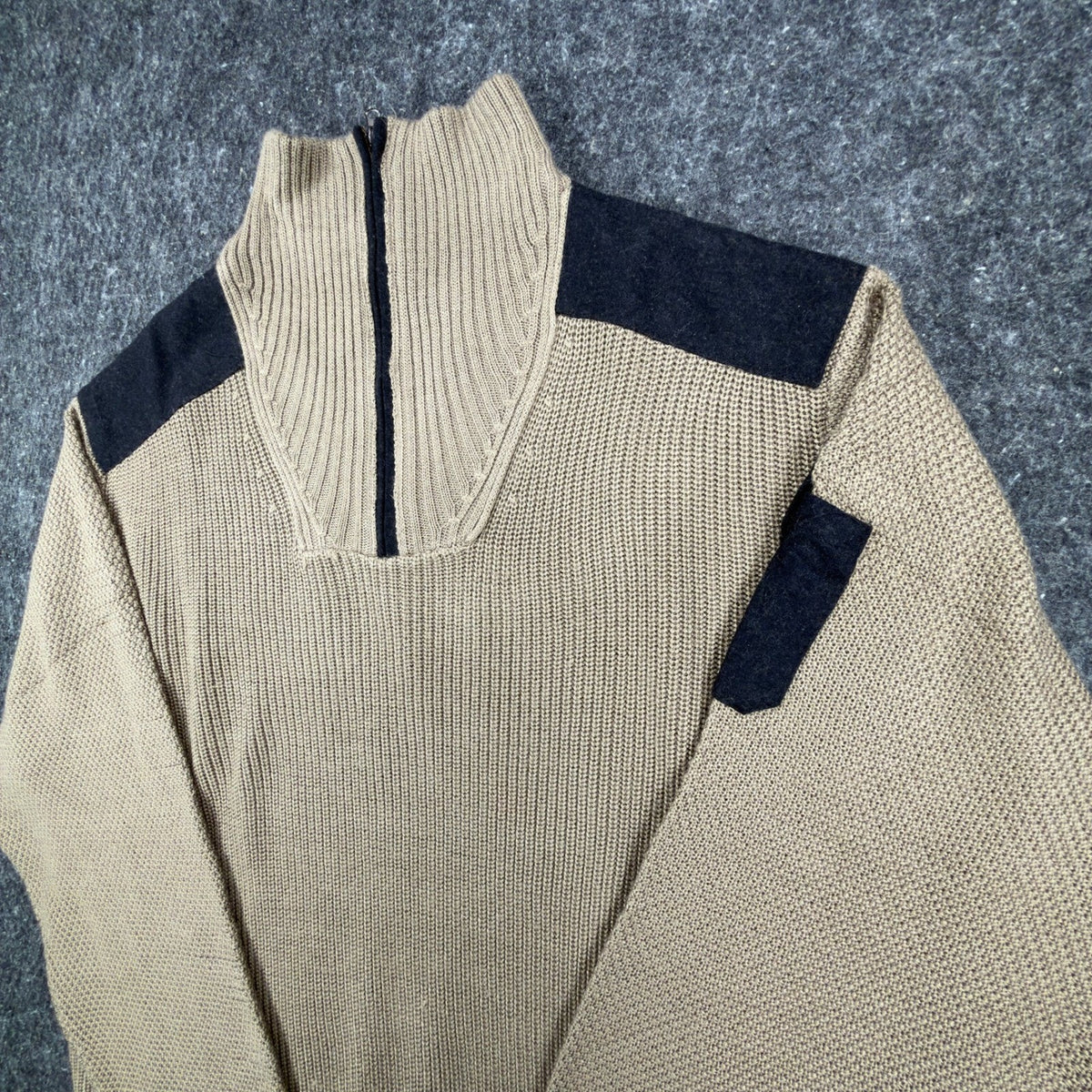 Cellinni 1/4 Zip Sweater Mens Medium Tan Wool Blend NWT Tactical Ribbed - take2supply