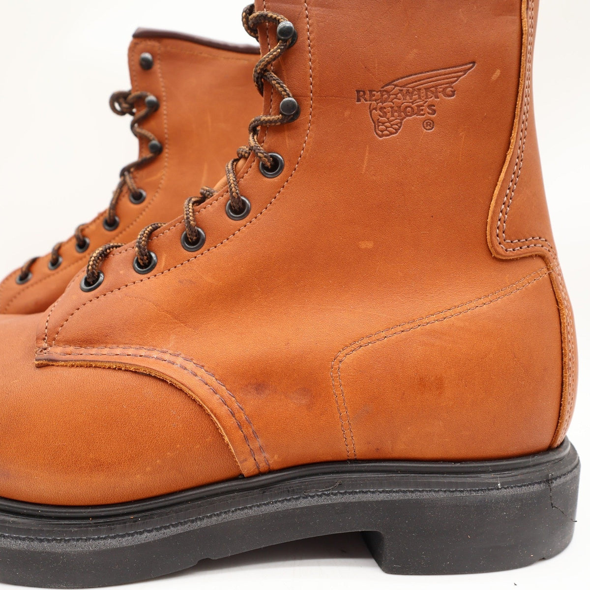 Red Wing 942 Comfort Force Boots Mens 9.5 D Tan Leather Deadstock NWT USA Made