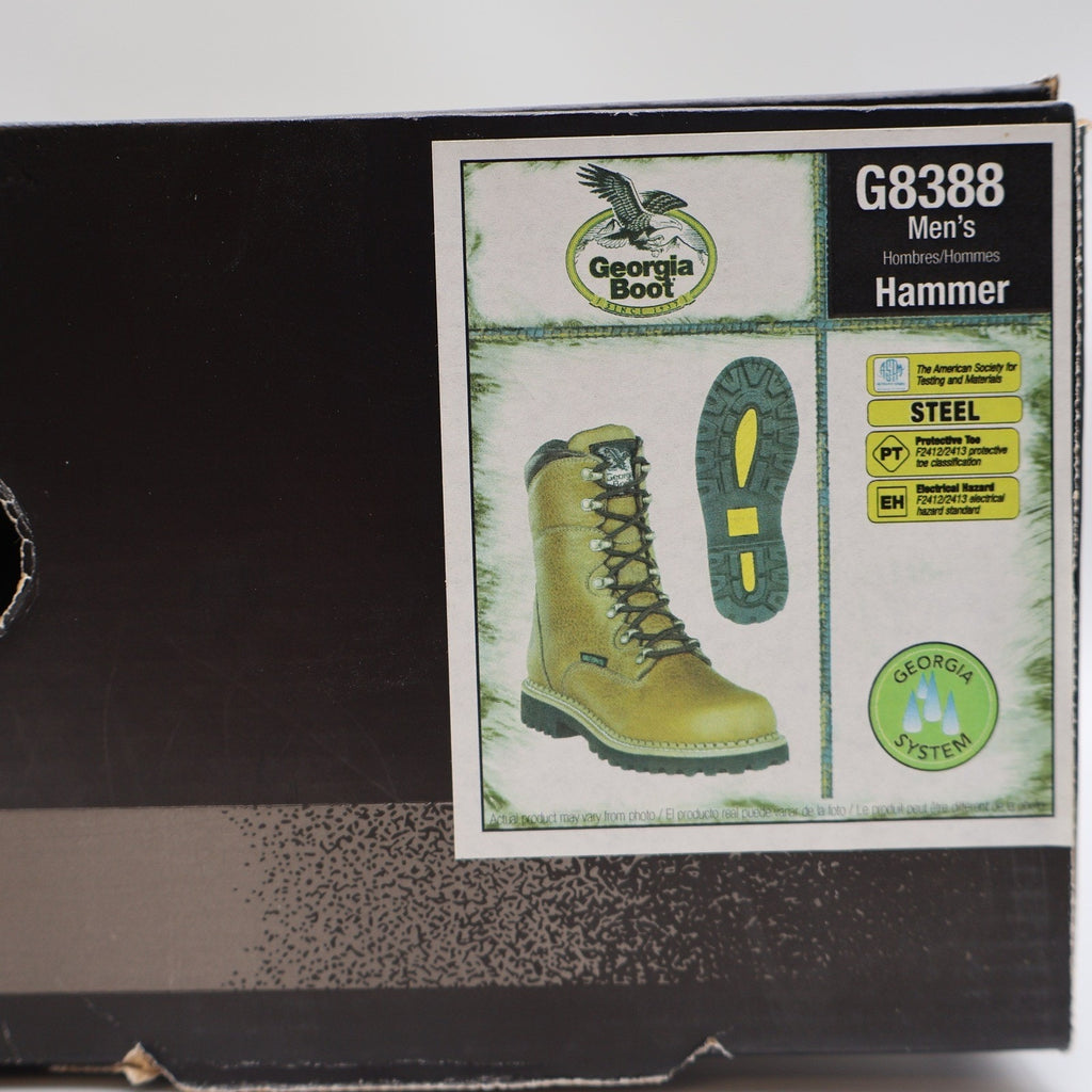 Georgia Boot Hammer Work Boot Mens 9.5 Brown Leather Steel Toe Waterproof G8388