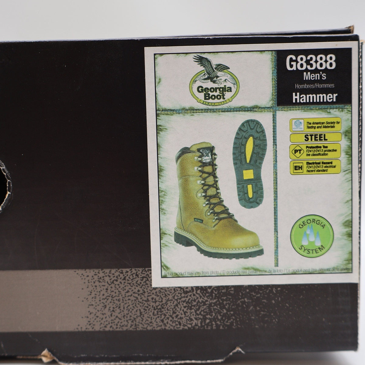 Georgia Boot Hammer Work Boot Mens 9.5 Brown Leather Steel Toe Waterproof G8388