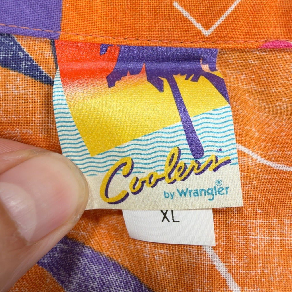 Wrangler Vintage 80s Coolers Shirt Mens XL Orange Cotton Geometric Deadstock NWT - take2supply