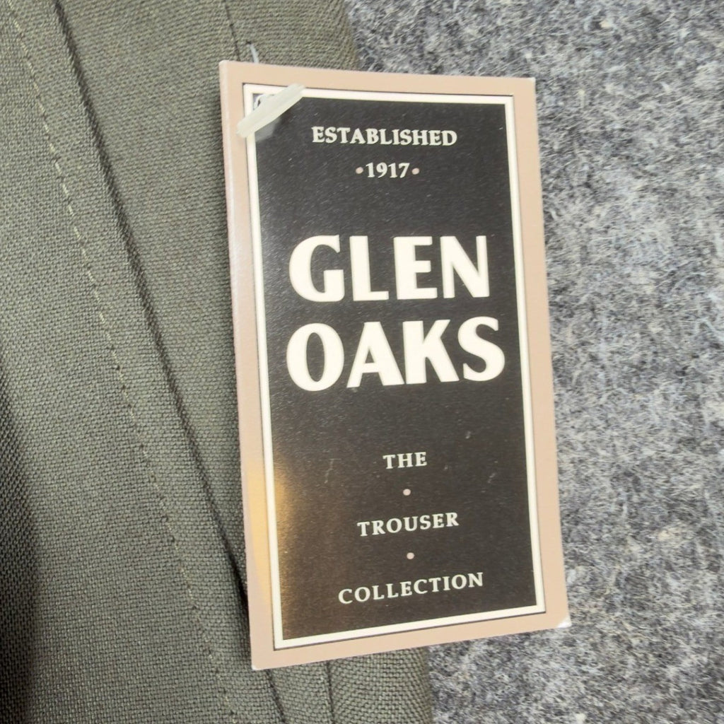 Glen Oaks Vintage 90s Dress Pants Mens 32x32 Olive Pleated Wool Blend NWT
