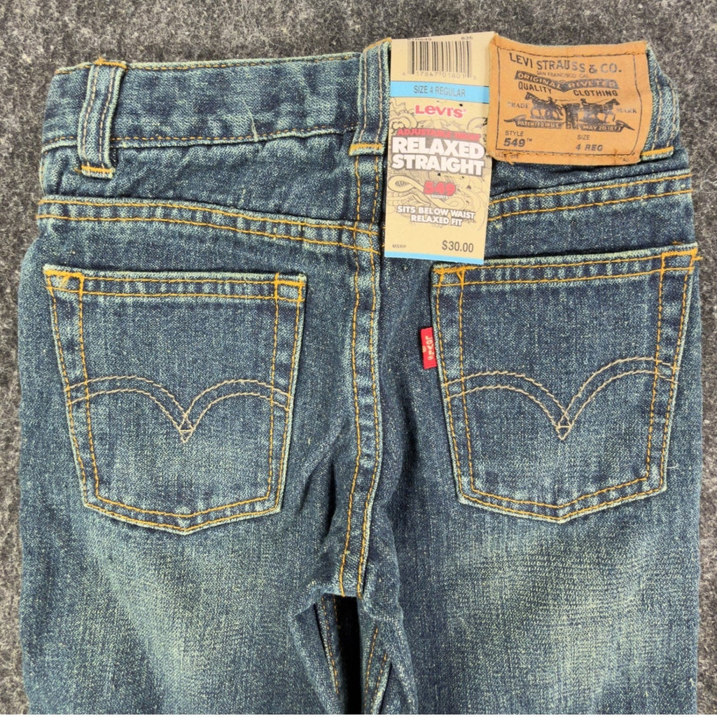Levi's Y2K 549 Relaxed Straight Shorts Boys 4 Blue Ramie Cotton NWT