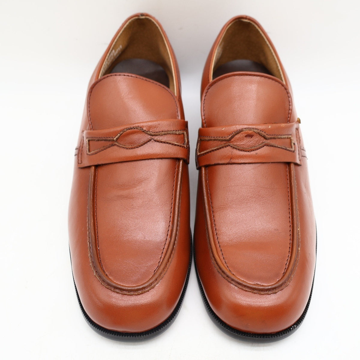 Vintage Barclay Endicott Johnson 96140 Cognac Leather Loafers Men's 7D USA Deadstock