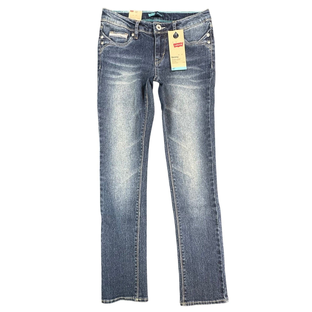 Levi's Skinny Jeans Girls 10 Blue Denim Stretch Adjustable Waist Ramie NWT