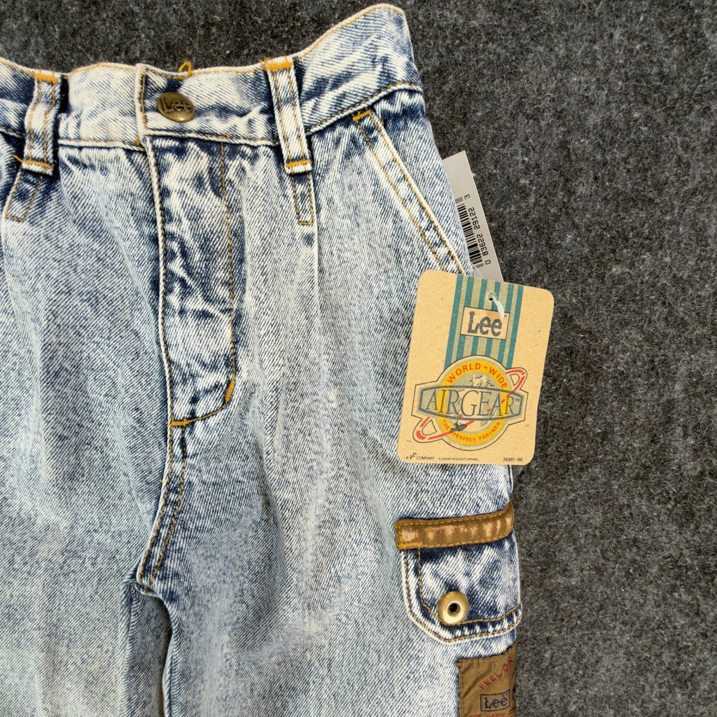Lee AirGear Cargo Jeans Boys 6 Blue Cotton Loose Fit Vintage 90s Acid Wash