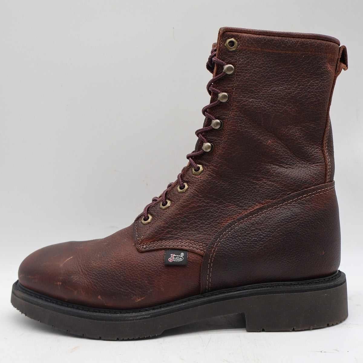 Justin Work Boots Mens 9.5 D 765 Briar Pitstop Steel Toe Leather USA Made NEW