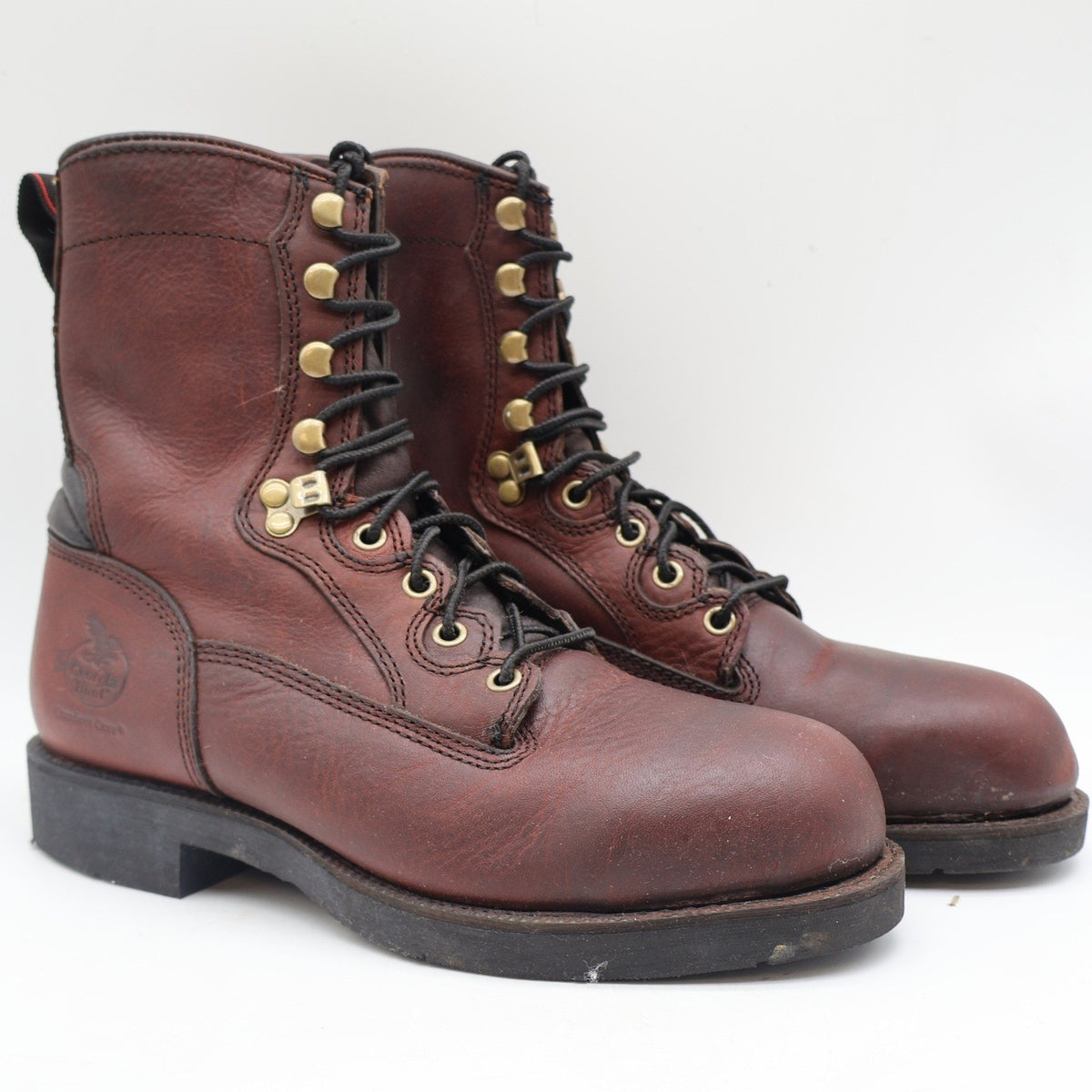 Georgia Boot Carbo-Tec G8945 Mens 8 M Steel Safety Toe Work Boots Brown Leather