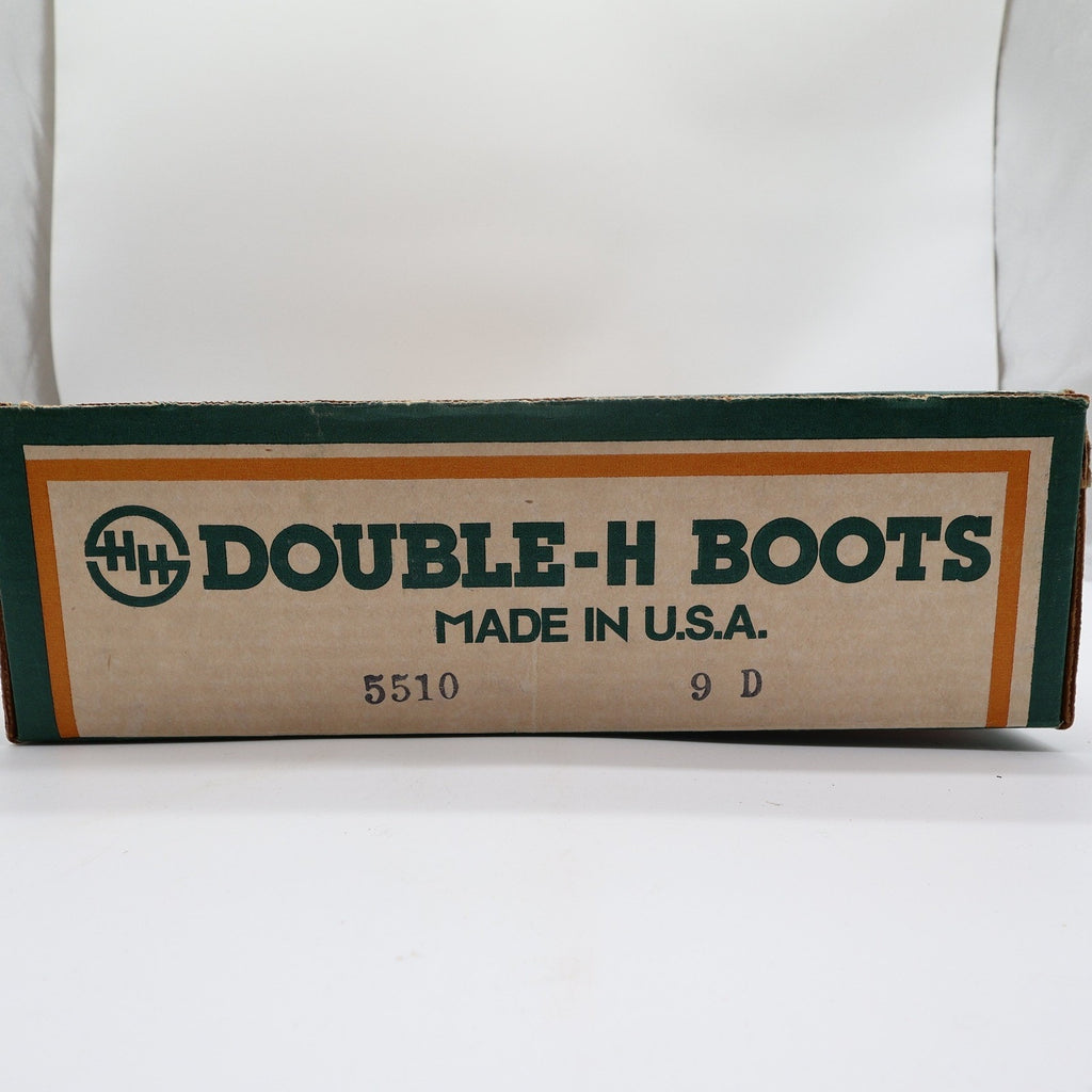 Double-H Vintage 80s Western Boots Mens 9 D Brown Leather Cowboy 5510 USA NIB